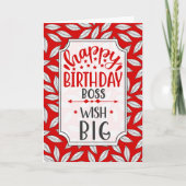 Carte Boss Wish Big Red Botanical Typography Birthday (Devant)