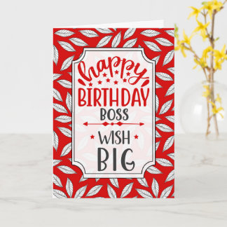 Carte Boss Wish Big Red Botanical Typography Birthday