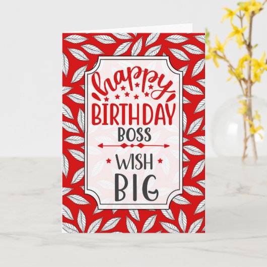 Carte Boss Wish Big Red Botanical Typography Birthday (Fleur jaune)