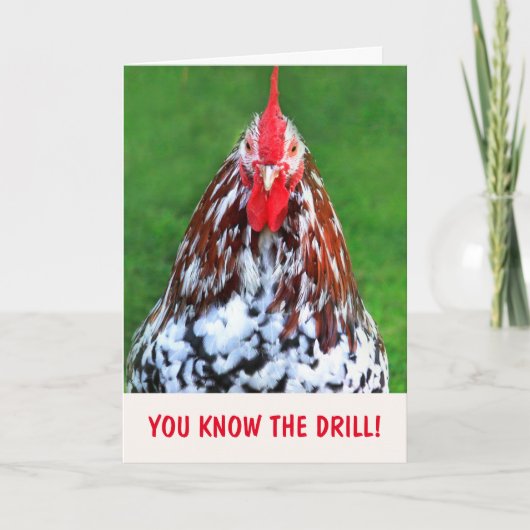 Carte Bossy Funny Mad Rooster Anniversaire (Devant)