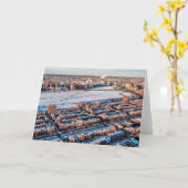 Carte Boston Charles River et Brownstones dans la neige (Fleur jaune)