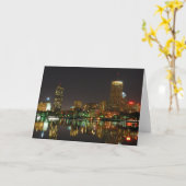 Carte Boston Skyline la nuit (Fleur jaune)