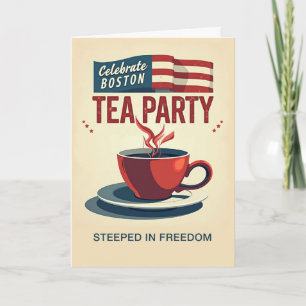 Carte Boston Tea Party Day Bold Red Cup American Banner