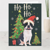 Carte Boston Terrier à Noël de neige (Devant)