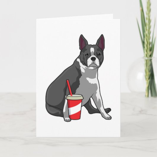 Carte Boston Terrier avec boisson (Devant)