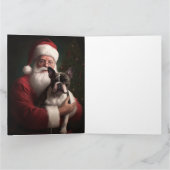 Carte Boston Terrier avec Noël Festif du Père Noël (Intérieur)