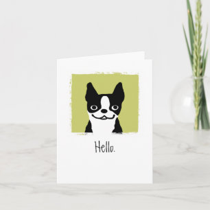 Carte Boston Terrier "Bonjour"   Cartoon mignon chien pe