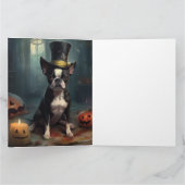 Carte Boston Terrier Citrouille Halloween effroi (Intérieur)