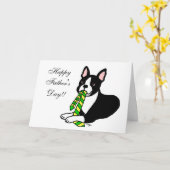 Carte Boston Terrier Daddy avec Cravate 1 (Fleur jaune)