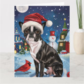 Carte Boston Terrier Dog Winter Wonderland Noël Joie (Devant)
