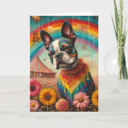 Carte Boston Terrier Fleur sauvage Meadow Circus Tent (Devant)