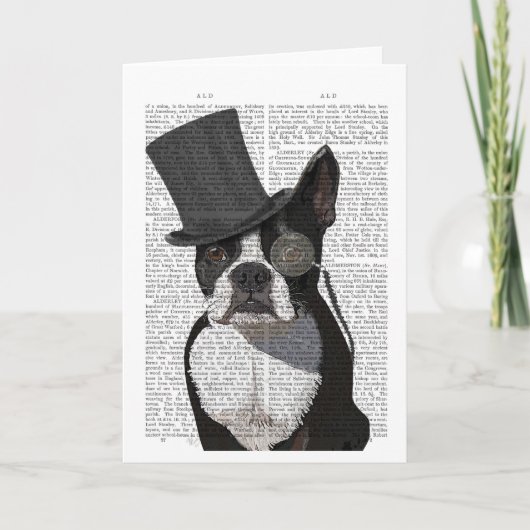 Carte Boston Terrier, Formal Hound et Casquette (Devant)
