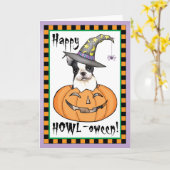Carte Boston Terrier Halloween (Fleur jaune)