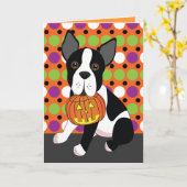 Carte Boston Terrier Halloween Card (Fleur jaune)