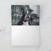 Carte Boston Terrier Halloween effrayant (Intérieur)