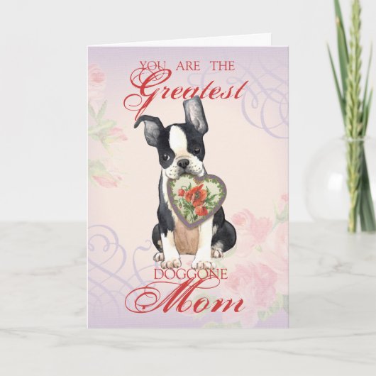 Carte Boston Terrier Heart Mom (Devant)
