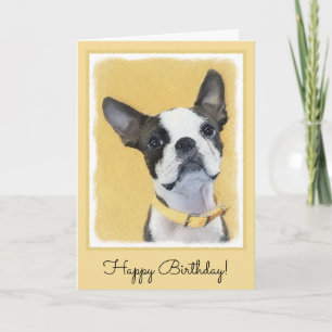 Carte Boston Terrier Painting - Cute Original Dog Art