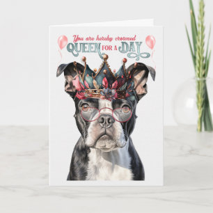 Carte Boston Terrier Queen pour une journée drôle d'anni