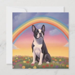 Carte Boston Terrier Rainbow Bridge Nom personnalisé Chi