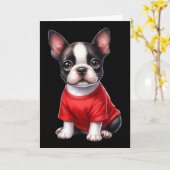 Carte Boston Terrier Saint-Valentin Coeur Rouge Amour Ch (Fleur jaune)