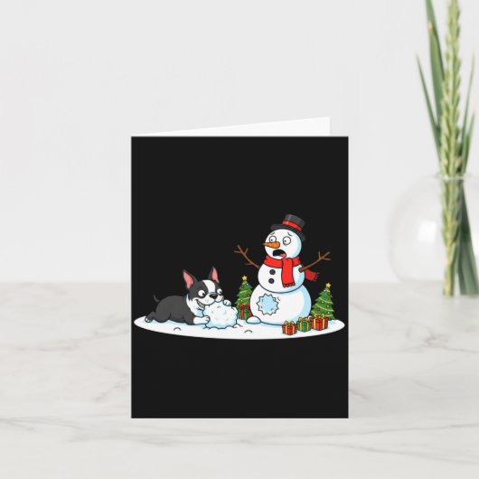 Carte Boston Terrier Snowman Christmas Tree Xmas Womens (Devant)