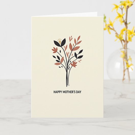 Carte Botanical Beige Pattern Card (Fleur jaune)