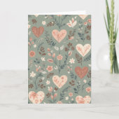 Carte Botanical Hearts Romantic Floral Seamless Pattern (Devant)
