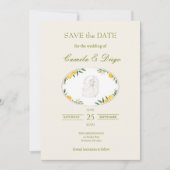 Carte Botanical Lemon Olive Wedding Save the Date (Devant)