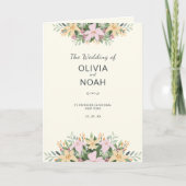 Carte Botanical wedding program - boho folded card (Devant)