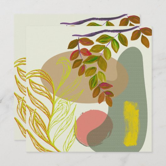 Carte Botanique Boho jaune vert (Devant / Derrière)