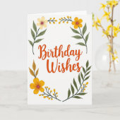 Carte botanique d'anniversaire chaleureuse (Fleur jaune)