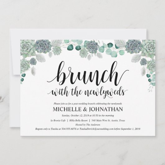 Carte botanique d'invitation de brunch de mariage (Devant)