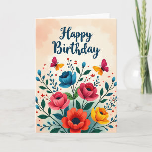 Carte Botanique Fleurie Joyeux Anniversaire
