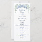 Carte Botanique Floral Dusty Blue Marine Wedding Program (Dos)