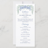 Carte Botanique Floral Dusty Blue Marine Wedding Program (Devant)