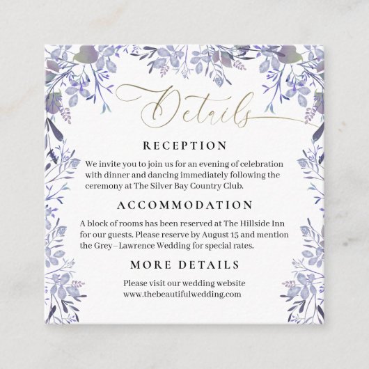 Carte Botanique Mariage vintage (Devant)