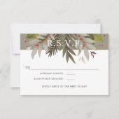 Carte Botanique muté |gris mousse et rouge | Mariage RSV (Devant)