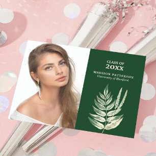 Carte Botanique Photo Graduation Party Feuilles d'or