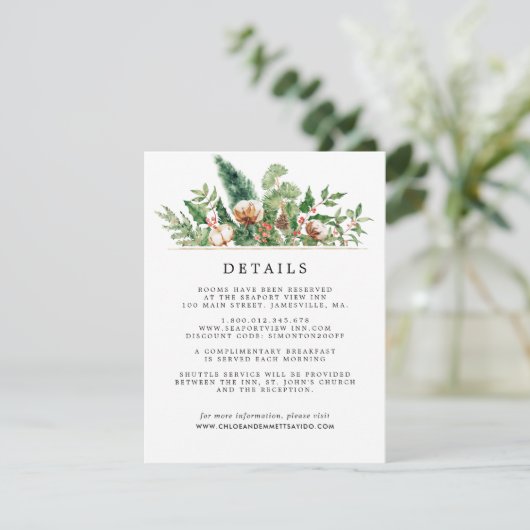 Carte Botanique Rustique D'Hiver Mariage (Debout devant)