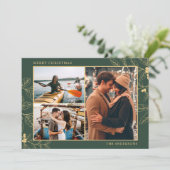 Carte Botanique Trois Photo Joyeux Couple de Noël (Debout devant)
