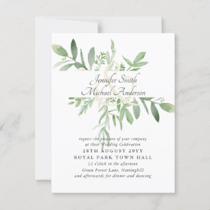 Carte Botanique Verdure Feuille Mariage moderne invite
