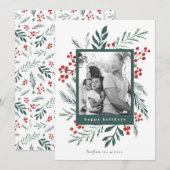 Carte Botaniques d'hiver Elégante photo de Noël (Devant / Derrière)