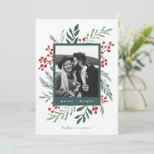 Carte Botaniques d'hiver Elégante photo de Noël (Debout devant)