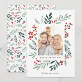 Carte Botaniques d'hiver Elégante photo de Noël (Devant / Derrière)