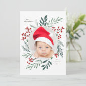 Carte Botaniques d'hiver Elégante photo de Noël (Debout devant)