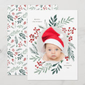 Carte Botaniques d'hiver Elégante photo de Noël (Devant / Derrière)