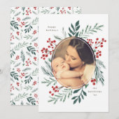 Carte Botaniques d'hiver Elégante photo de vacances (Devant / Derrière)