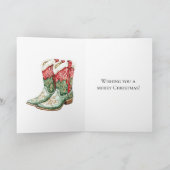 Carte Botte de cowboy rouge de Noël occidental (Intérieur)