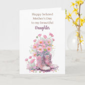 Carte Bottes de cow-boy rose floral Belated fête des mèr (Fleur jaune)