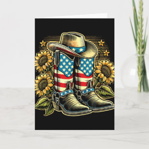 Carte Bottes de cowboy chapeau drapeau américain tournes